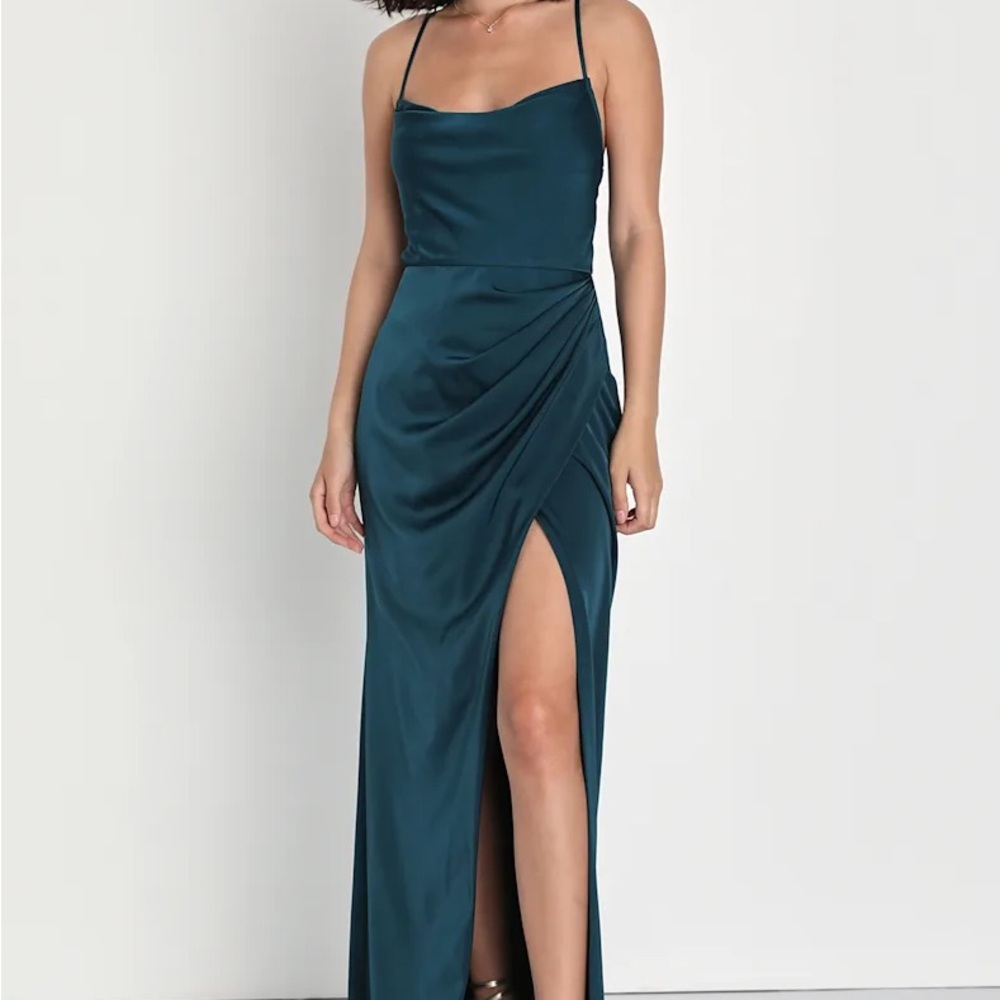 Lulu's Teal Maxi Dress with Slit